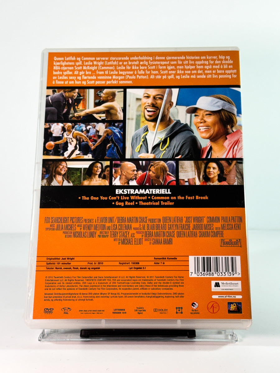 Bakside av cover til just wright, bruktfilm på DVD hos Brukbar Film