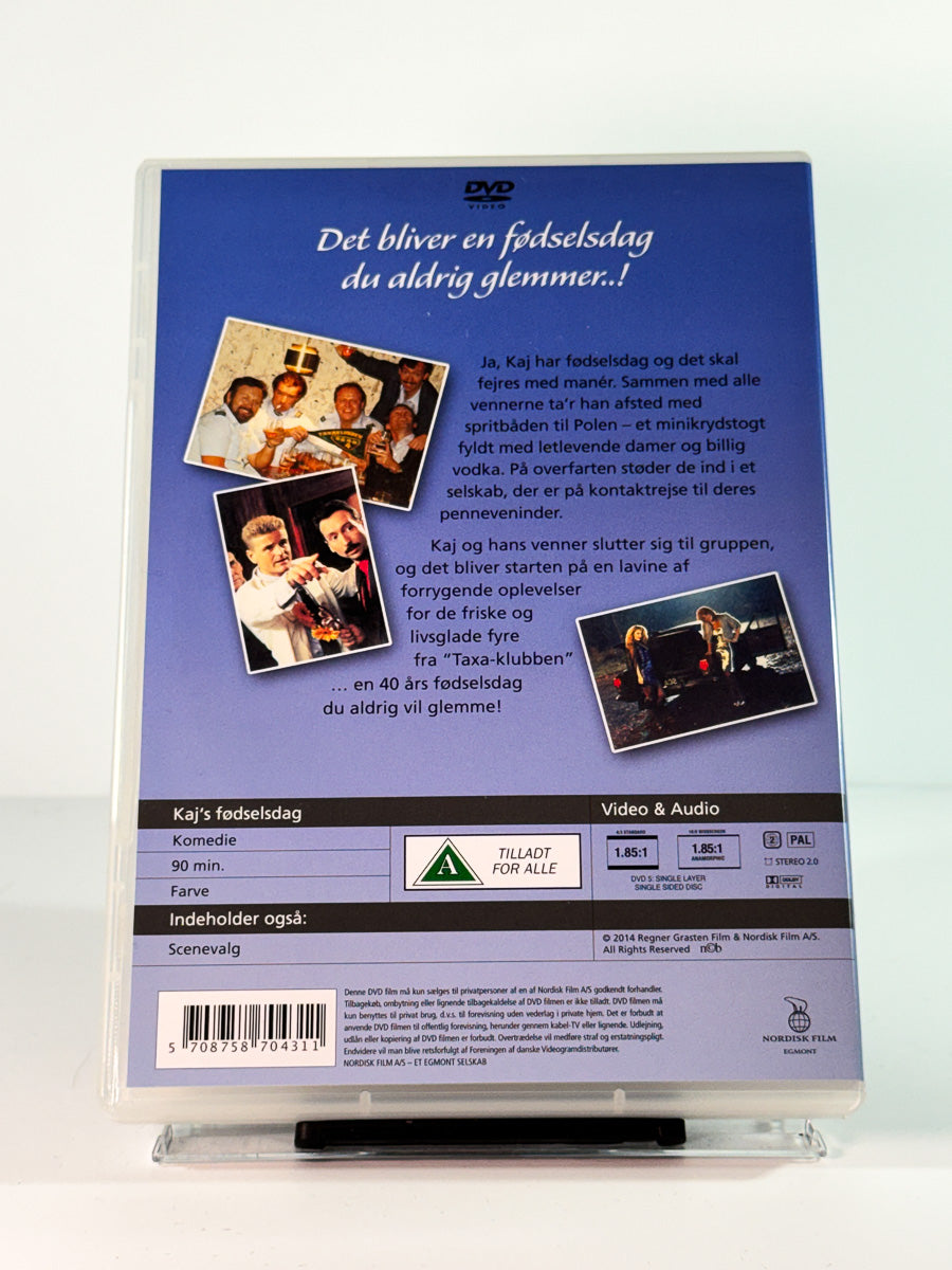 Bakside av cover til kajs fødselsdag, brukt original DVD hos Brukbar Film