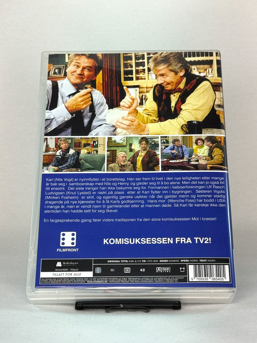 Bakside av DVD-cover til Karl & Co – komplett norsk humorserie, brukt TV-serie på DVD fra Brukbar Film