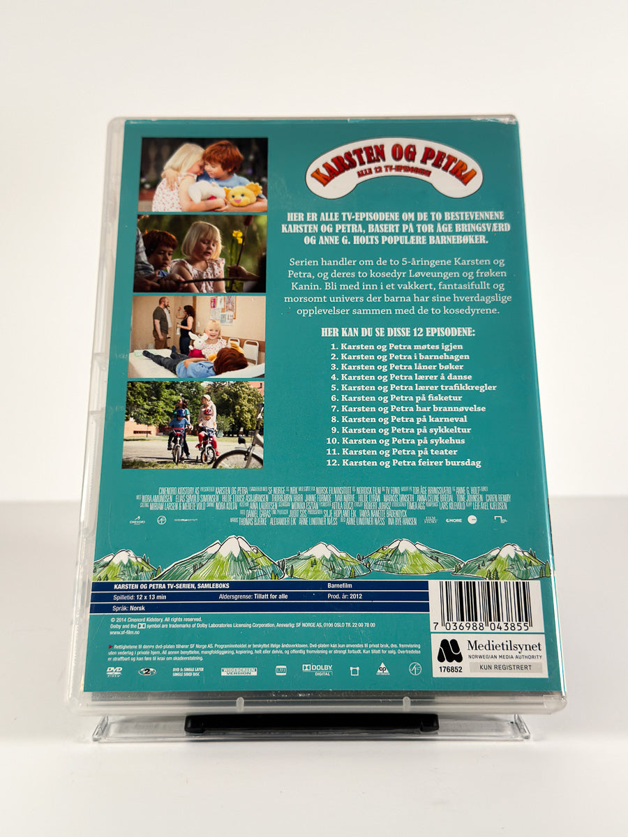 Bakside av cover til Karsten og Petra – Alle 12 TV-episodene på DVD hos Brukbar Film