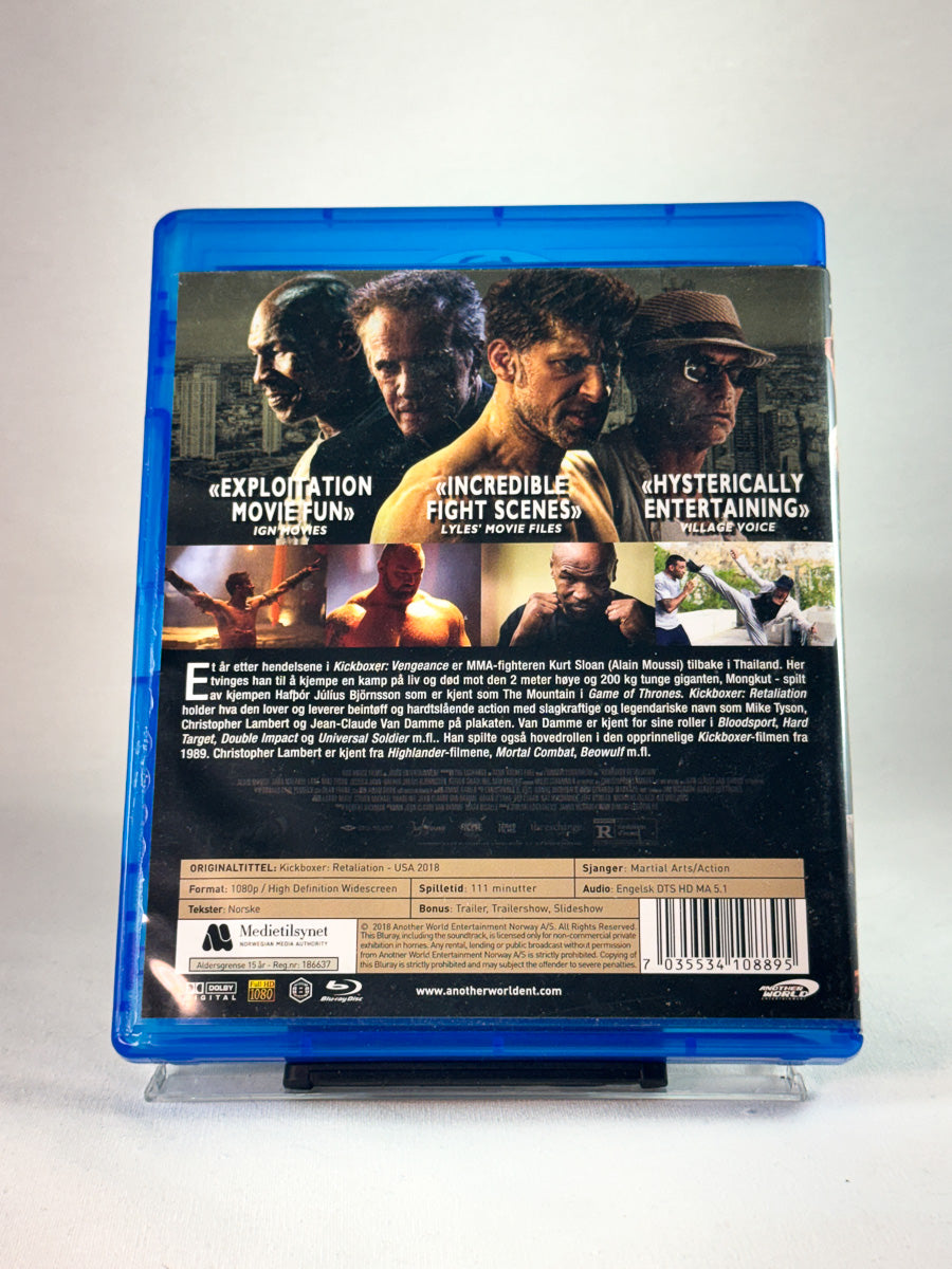 Bakside av cover til Kickboxer: Retaliation, bruktfilm hos nettbutikken Brukbar Film