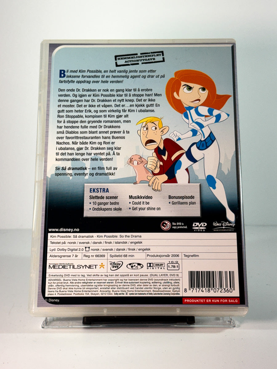 Bakside av cover til kim possible sa dramatisk, bruktfilm på DVD hos Brukbar Film