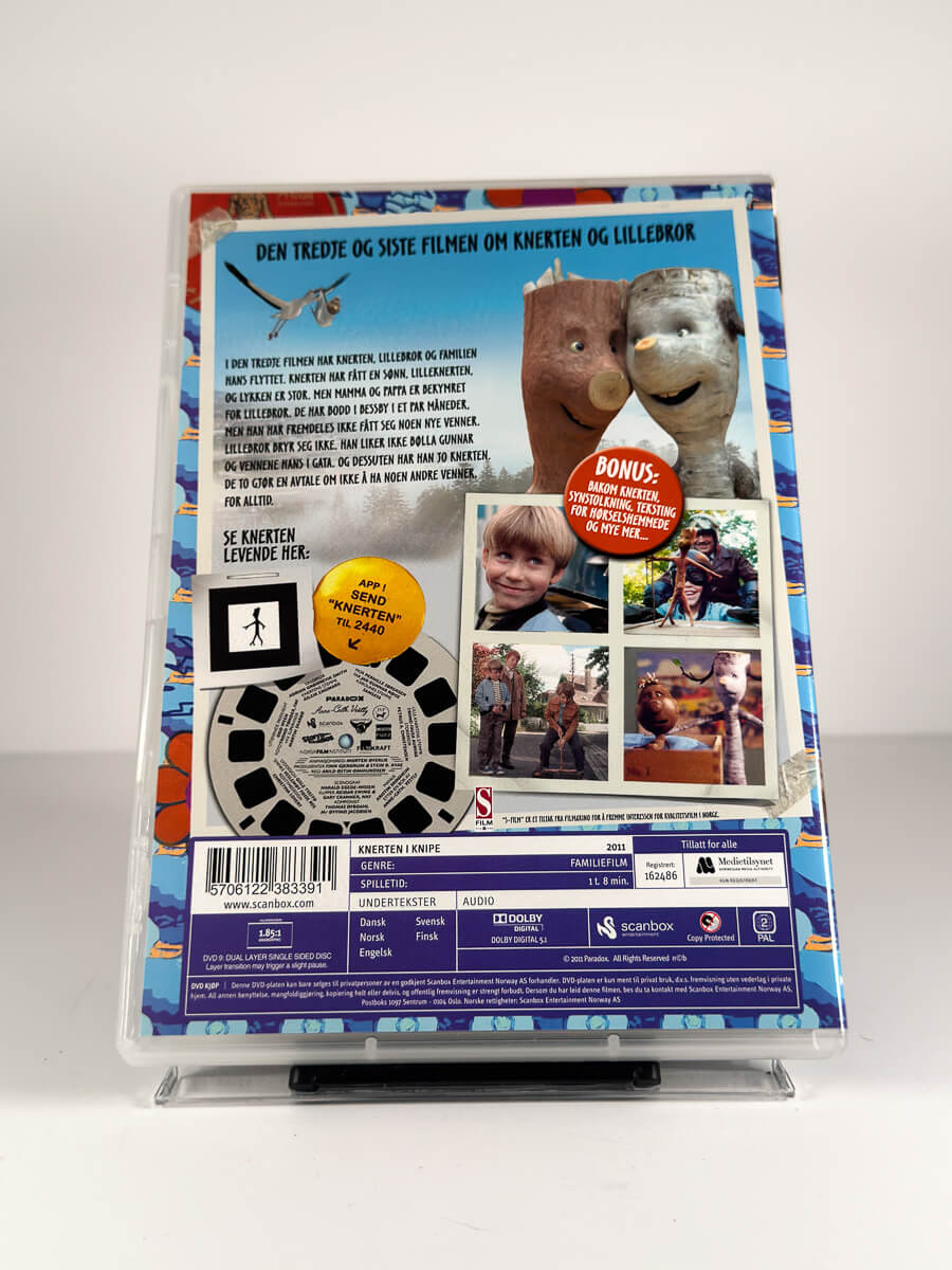 Bakside av cover til Knerten i knipe på DVD