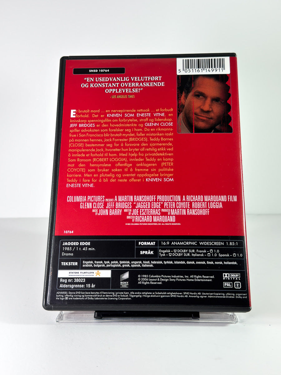 Bakside av cover til Kniven som eneste vitne på DVD