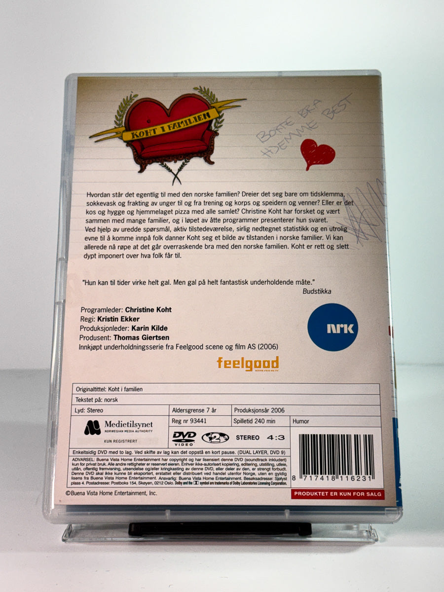 Bakside av cover til koht i familien, brukt original DVD hos Brukbar Film