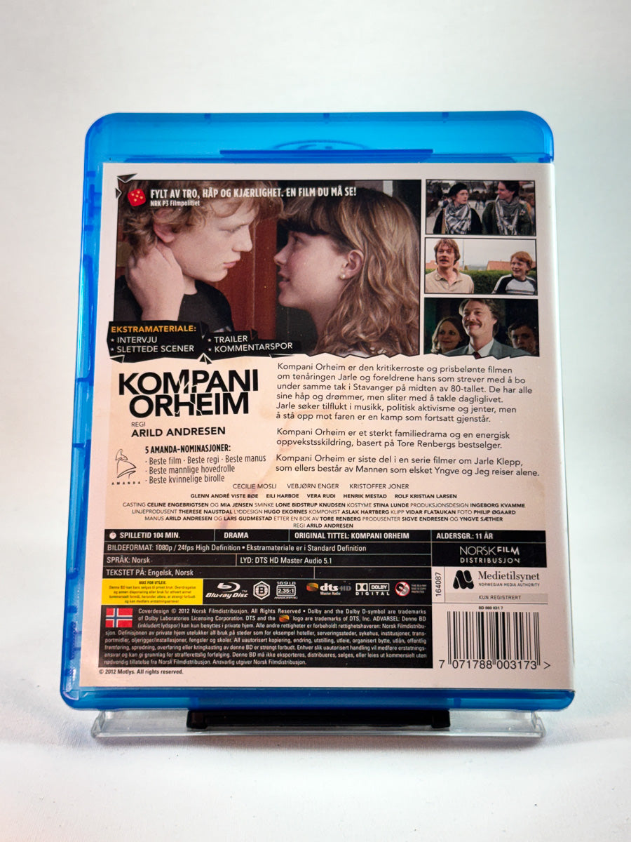 Kompani Orheim – bakside av Blu-ray-cover, prisbelønt norsk oppvekstdrama, bruktfilm hos Brukbar Film