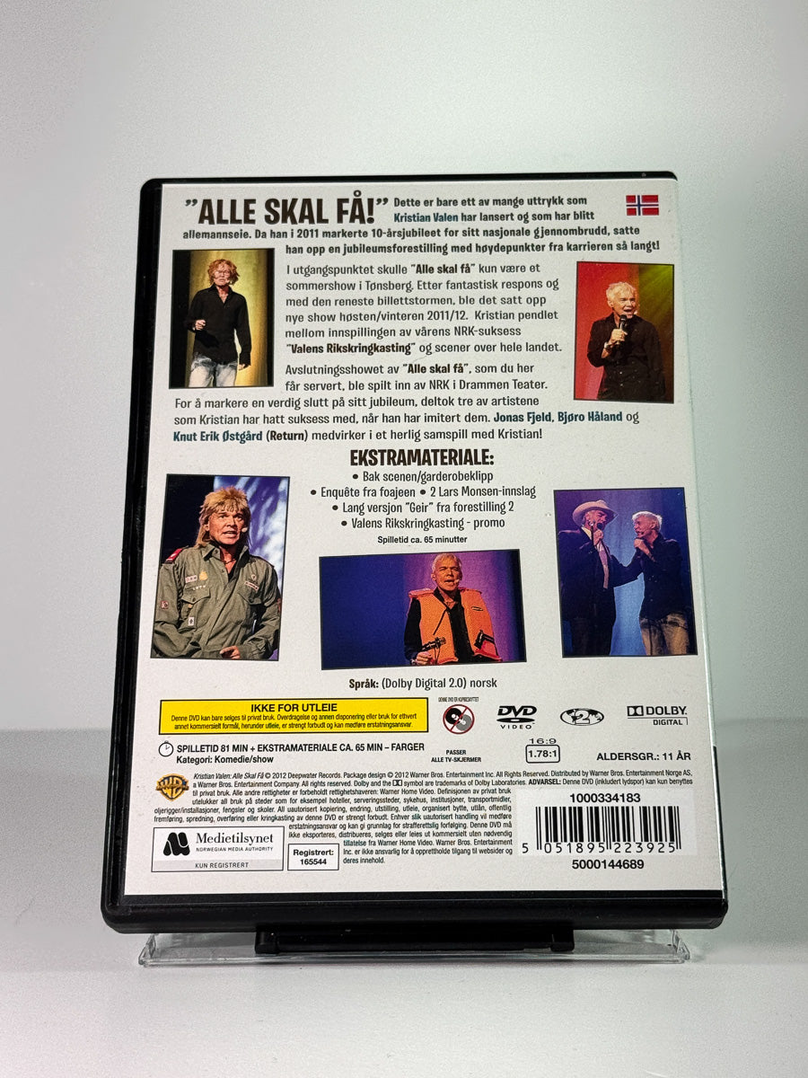 Bakside av cover til Kristian Valen – Alle Skal Få, bruktfilm på DVD hos Brukbar Film