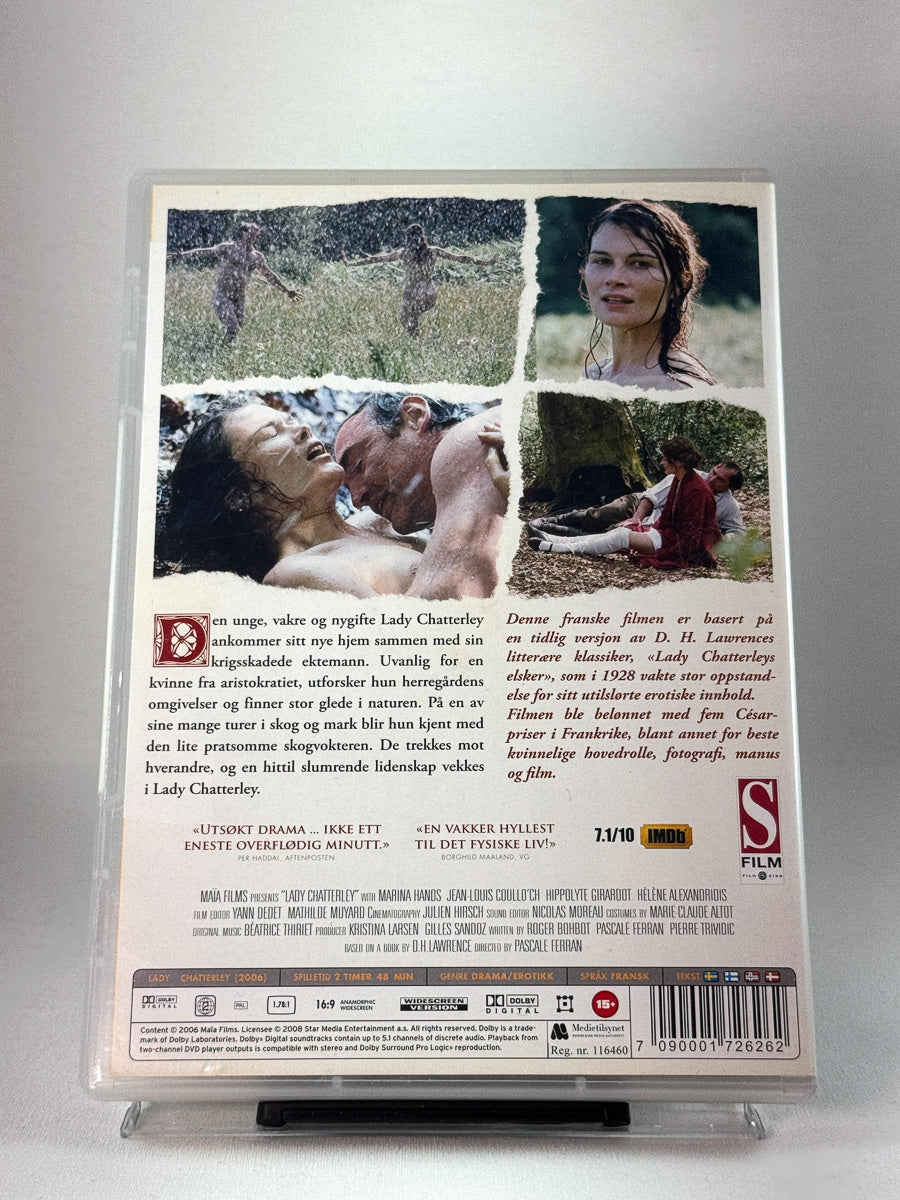 Bakside av DVD-cover til Lady Chatterley, brukt DVD hos Brukbar Film