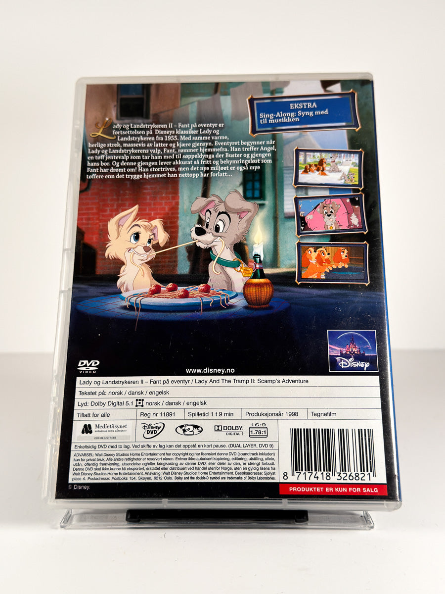Bakside av cover til Lady og Landstrykeren II – Fant på eventyr på DVD