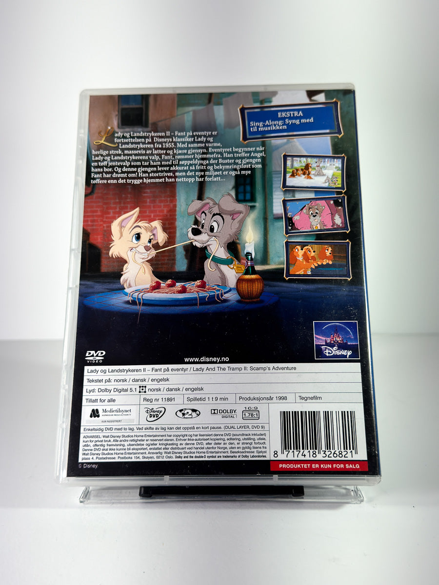 Bakside av cover til Lady og Landstrykeren II: Fant på eventyr på DVD