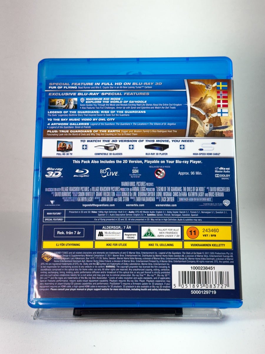 Bakside av DVD-cover til Legend of the Guardians: The Owls of Ga’Hoole (Blu-ray 3D), bruktfilm hos nettbutikken Brukbar Film