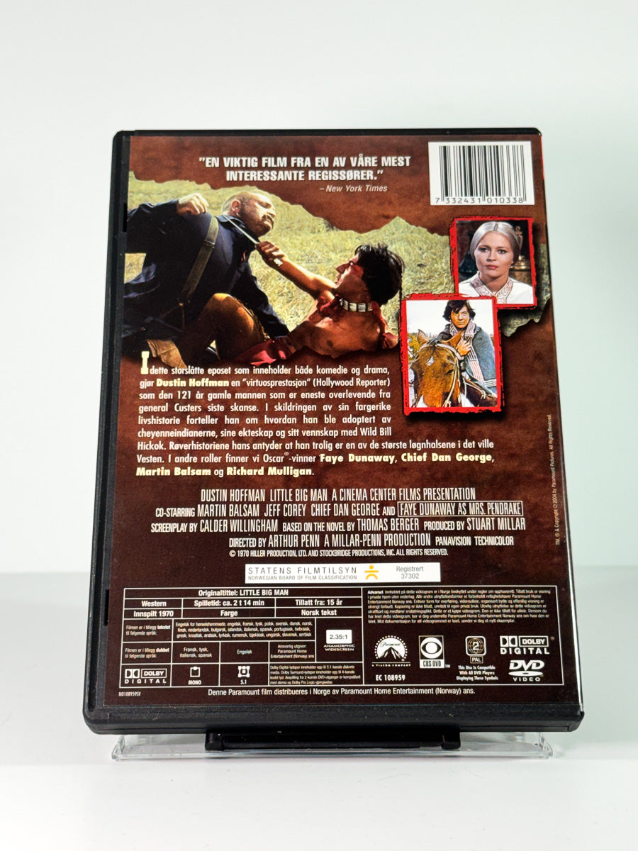 Bakside av cover til Little Big Man, brukt original DVD hos Brukbar Film