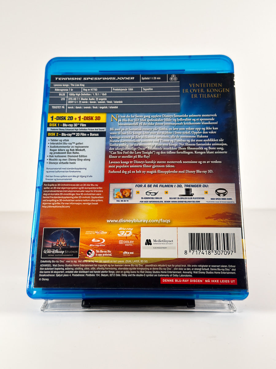 Bakside av cover til Løvenes konge på Blu-ray