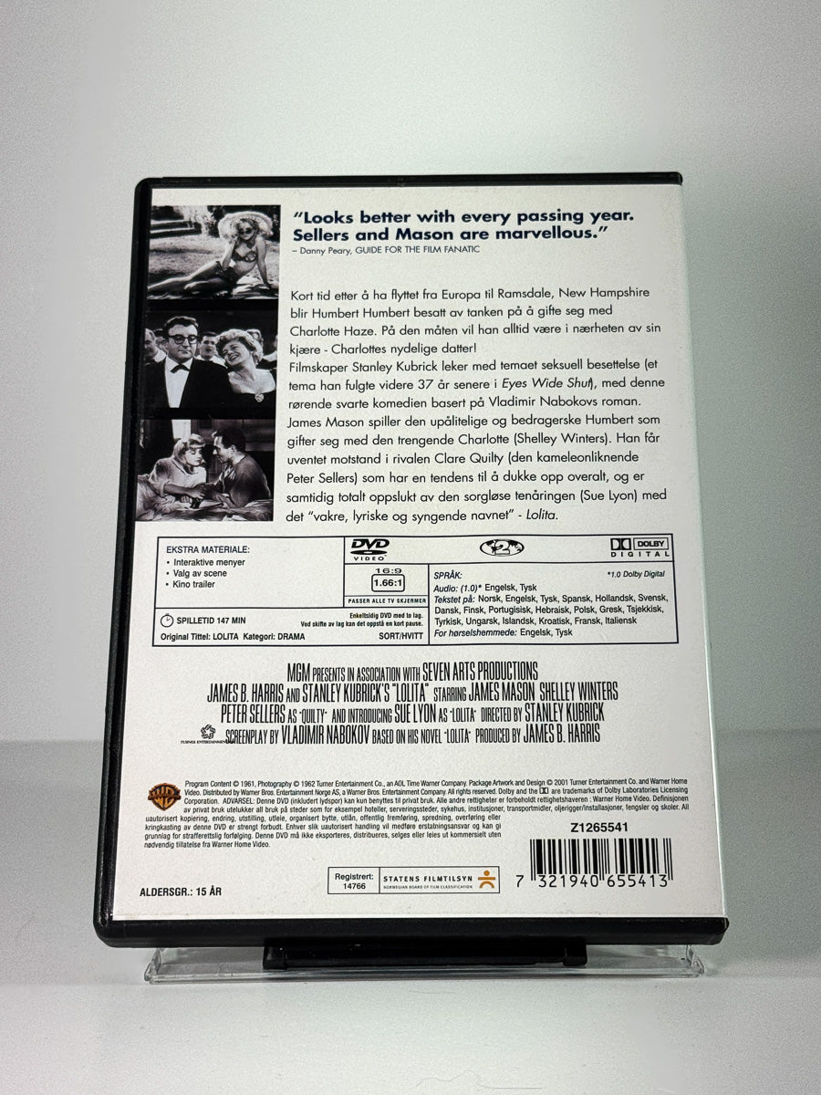 Bakside av cover til Lolita, bruktfilm på DVD hos Brukbar Film
