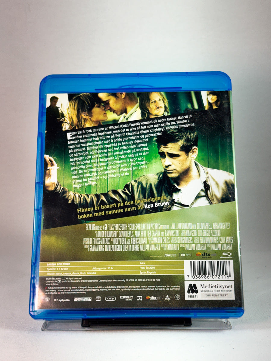 Bakside av cover til London Boulevard, brukt original Blu-ray hos Brukbar Film