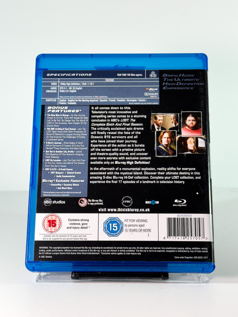 Bakside av cover til lost – the complete sixth season, bruktfilm hos nettbutikken Brukbar Film