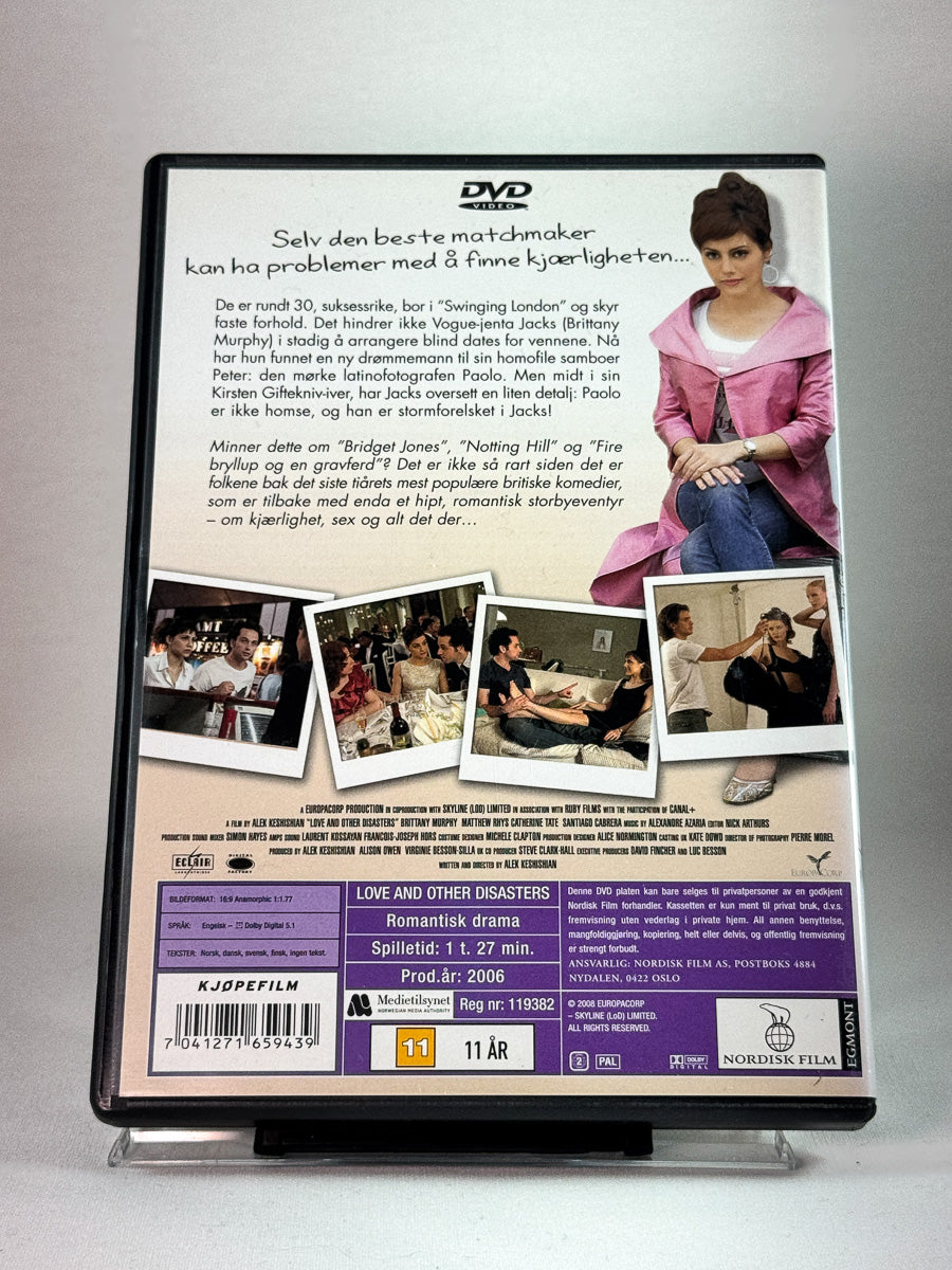 Bakside av cover til Love and Other Disasters, brukt DVD hos Brukbar Film