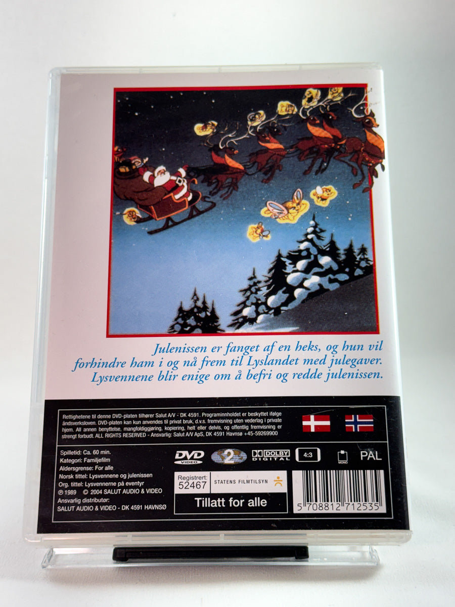 Bakside av DVD-cover til Lysvennene & Julenissen, brukt originalfilm på DVD hos Brukbar Film