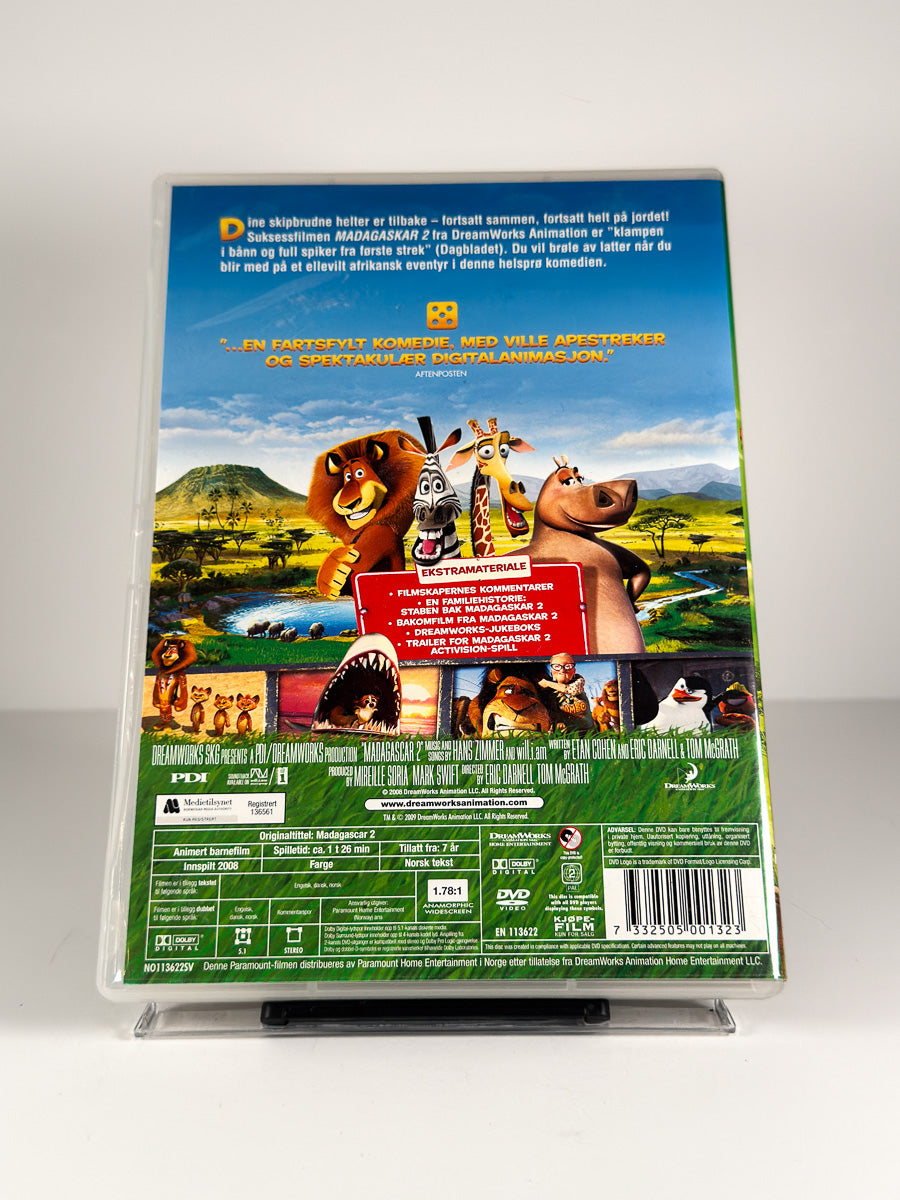 Bakside av cover til Madagaskar 2 på DVD