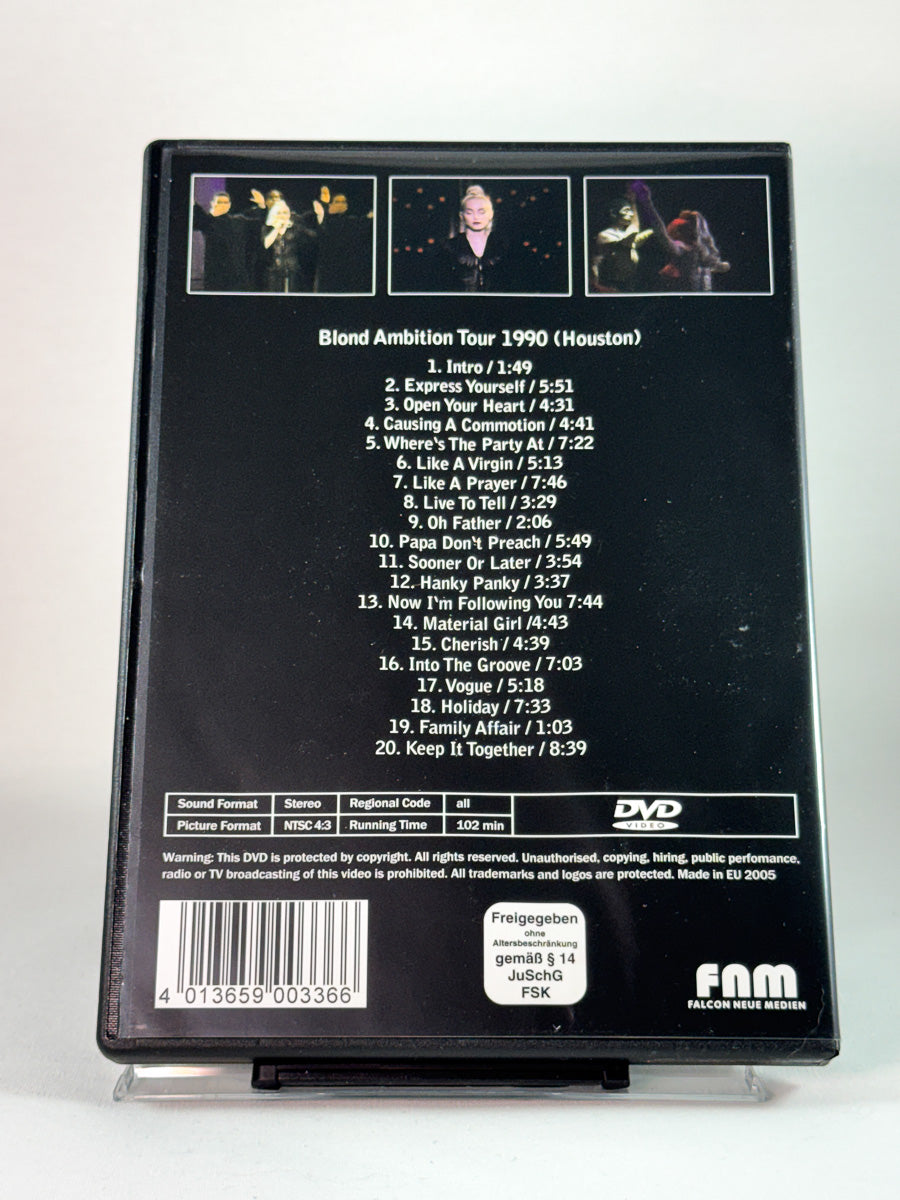 Bakside av cover til Madonna: Blond Ambition Tour 1990, brukt DVD hos Brukbar Film