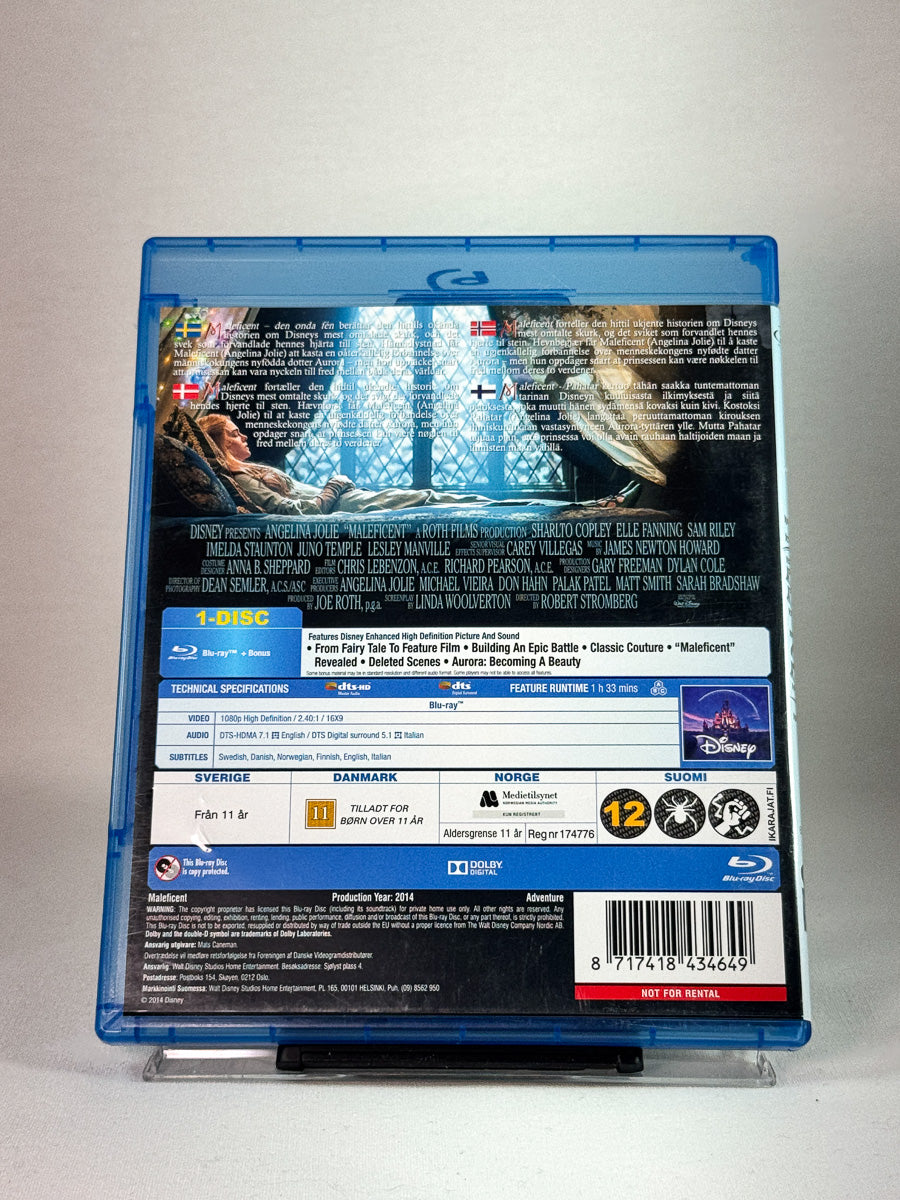 Bakside av Blu-ray-cover til Maleficent, bruktfilm hos nettbutikken Brukbar Film
