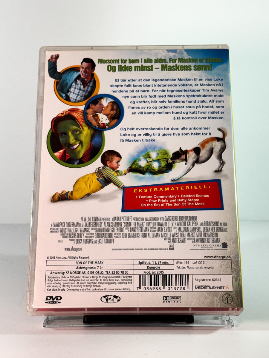 Bakside av cover til maskens sønn, brukt original DVD hos Brukbar Film