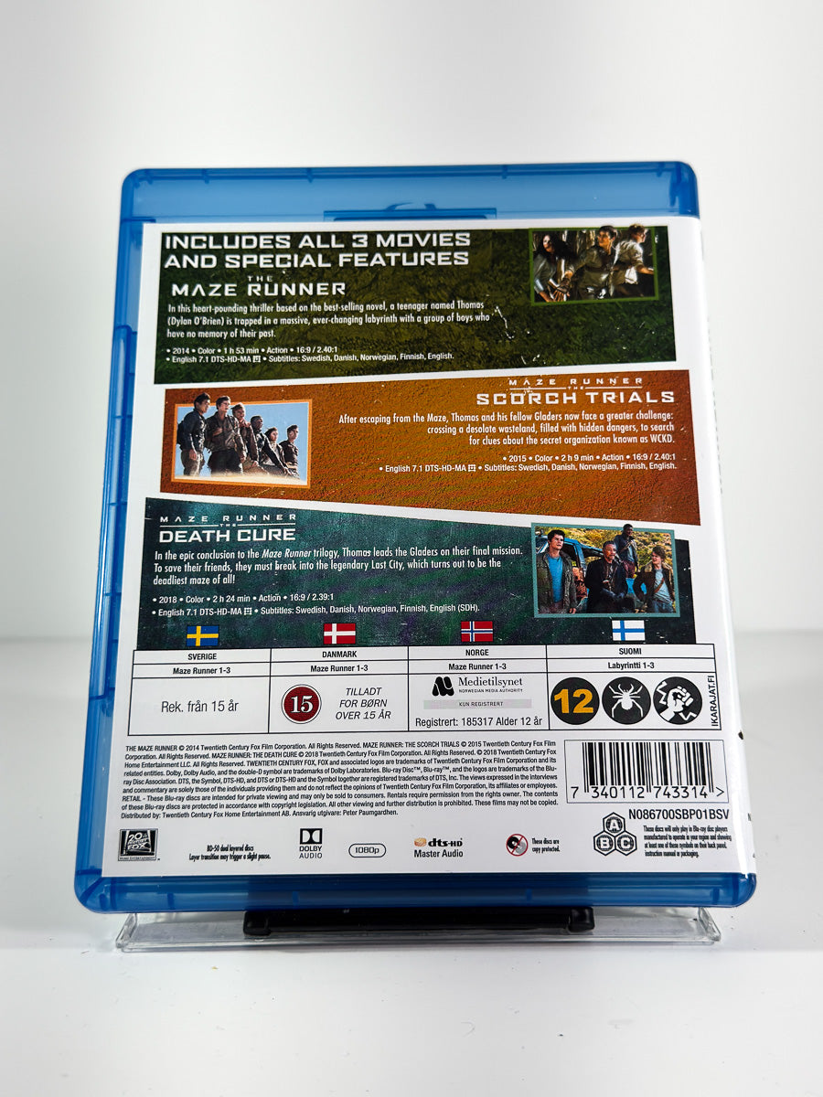 Bakside av cover til Maze Runner Trilogy på Blu-ray