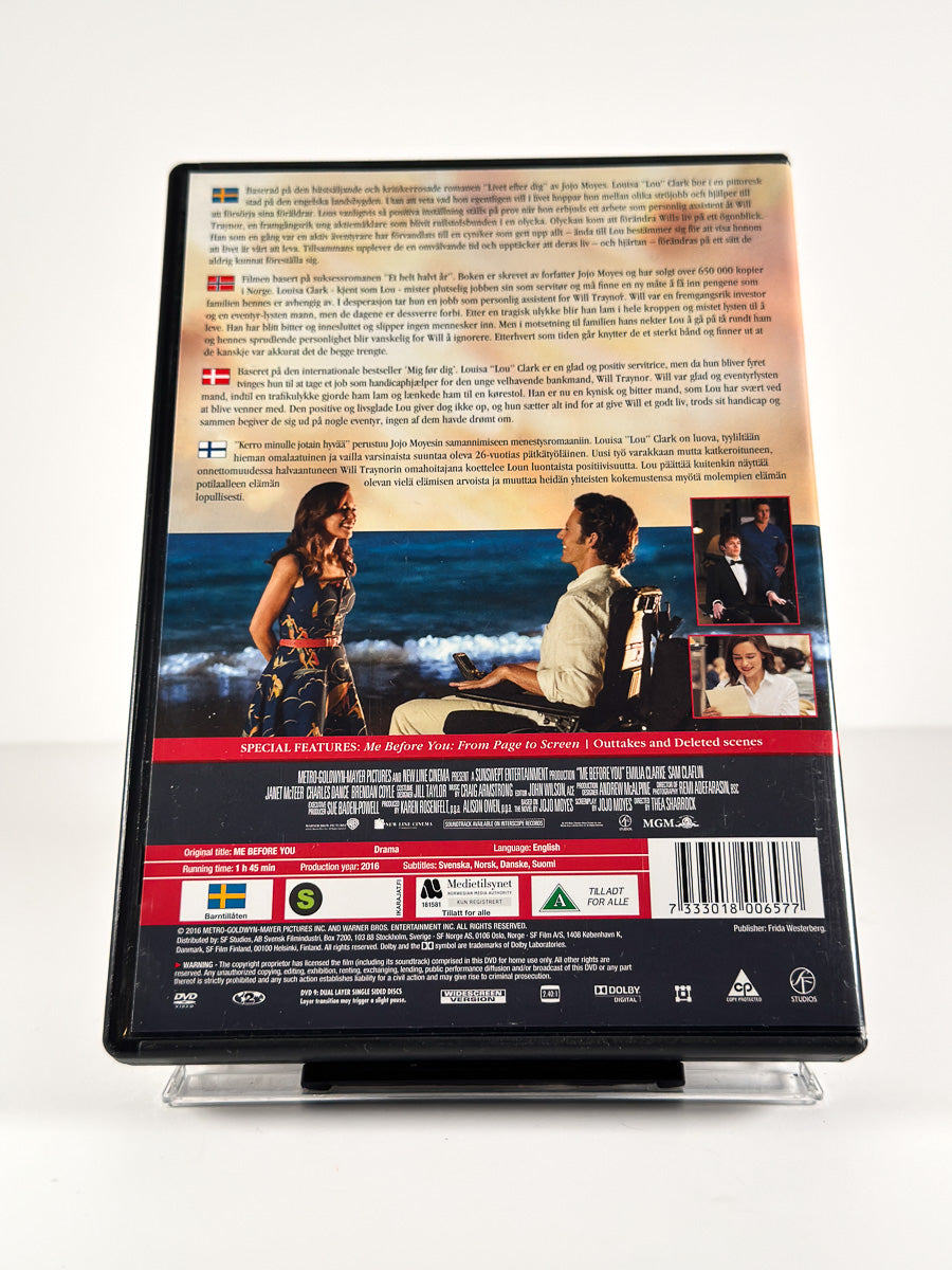 Bakside av cover til Me Before You på DVD