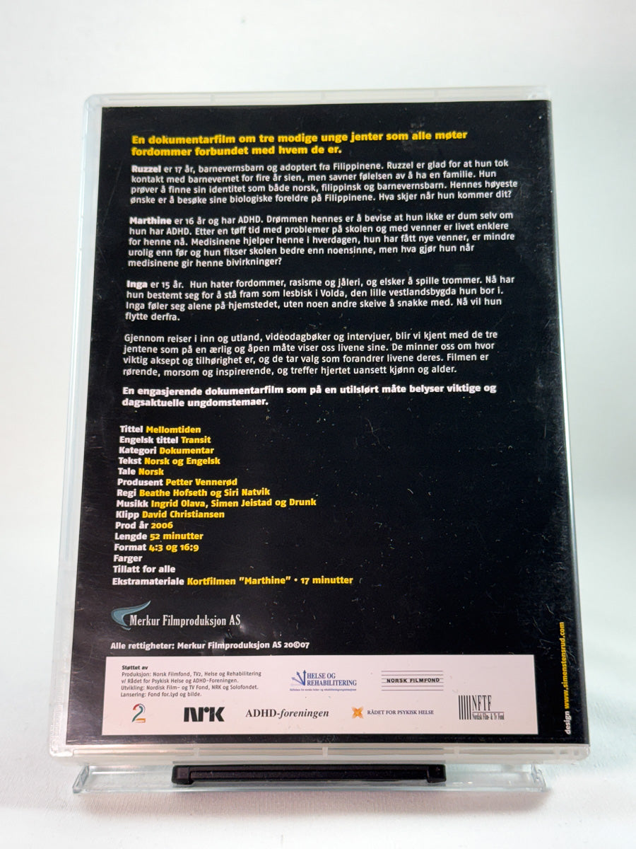 Bakside av DVD-cover til Mellomtiden, bruktfilm hos nettbutikken Brukbar Film