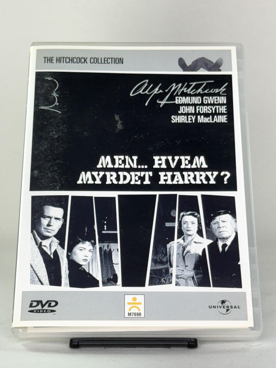 Brukt DVD-film Men... Hvem myrdet Harry? – forside av filmcover, brukte klassiske komedie-mysterier på DVD hos Brukbar Film