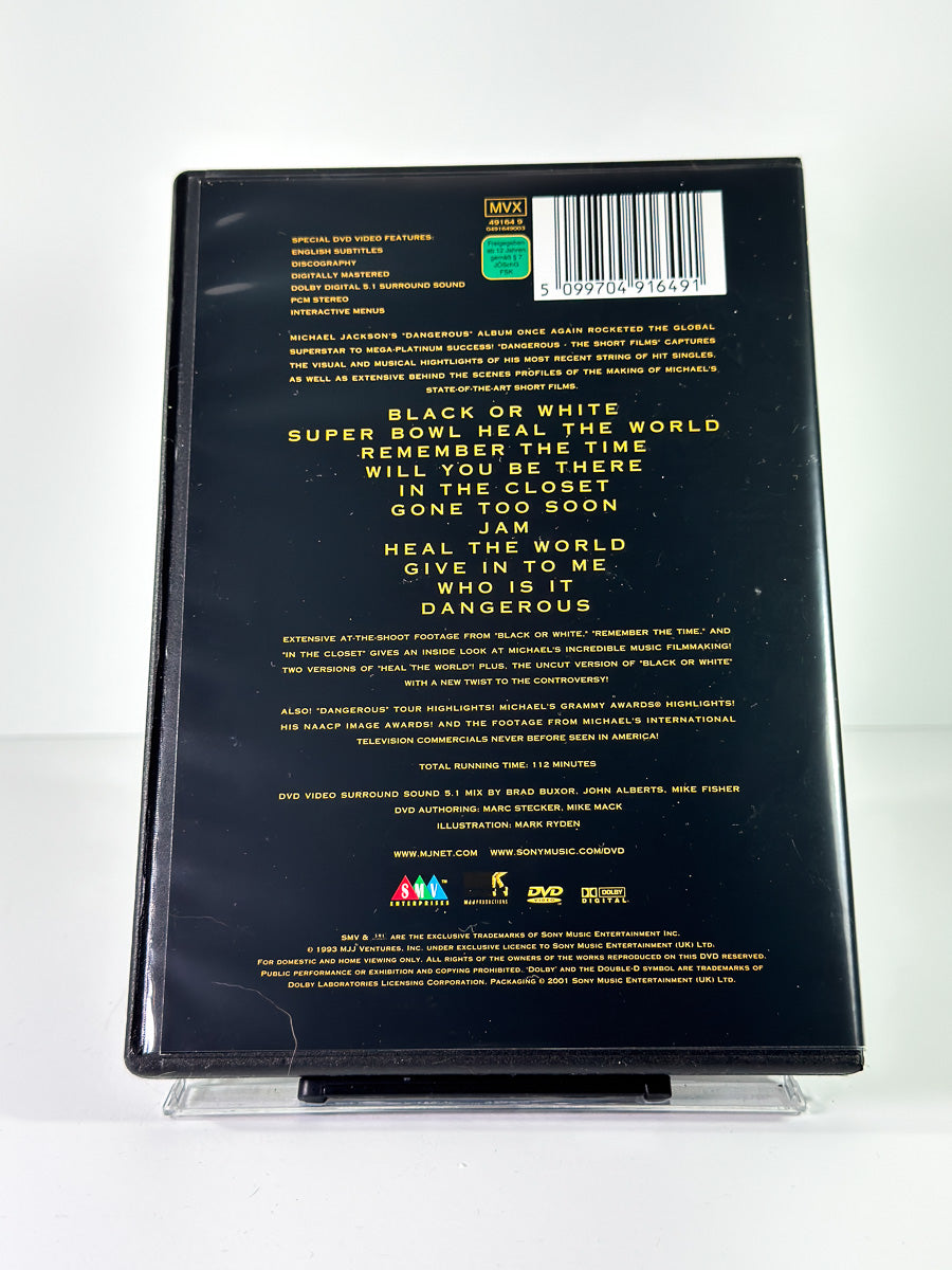 Bakside av cover til Michael Jackson: The Short Films – Dangerous, bruktfilm på DVD hos Brukbar Film