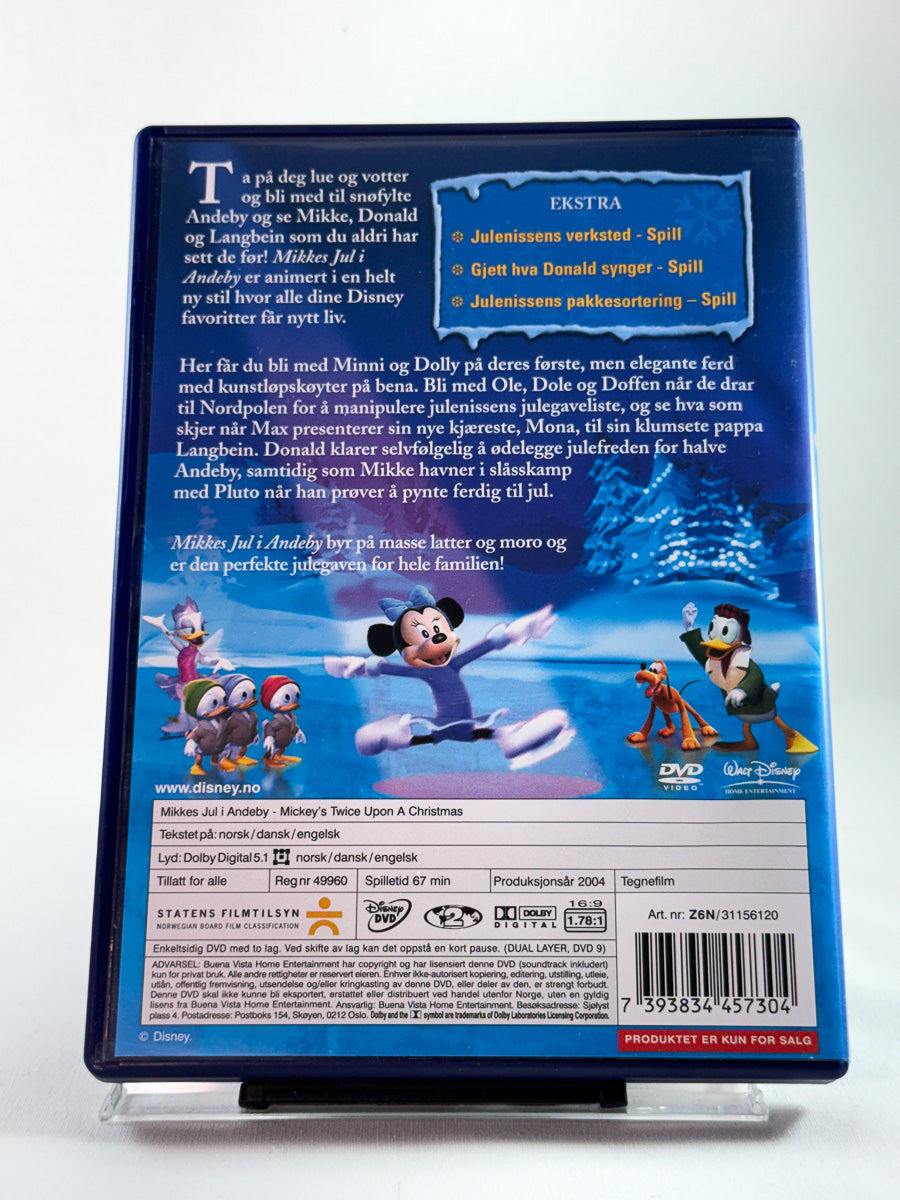 Bakside av DVD-cover til Mikkes jul i Andeby, bruktfilm hos nettbutikken Brukbar Film