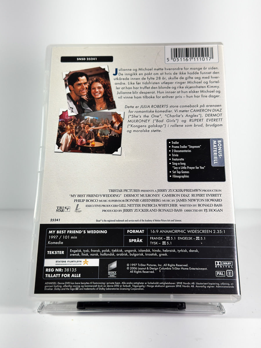 Bakside av cover til Min beste venns bryllup på DVD