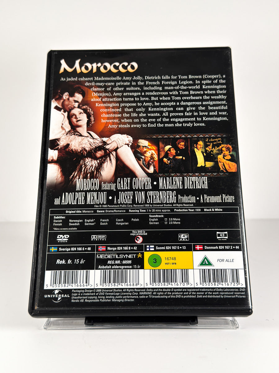 Bakside av cover til Morocco på DVD