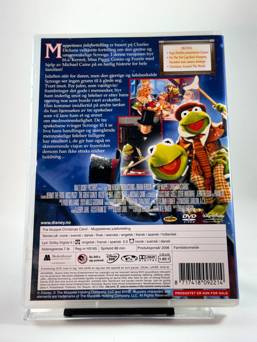 Bakside av DVD-cover til Muppetenes julefortelling, bruktfilm hos nettbutikken Brukbar Film