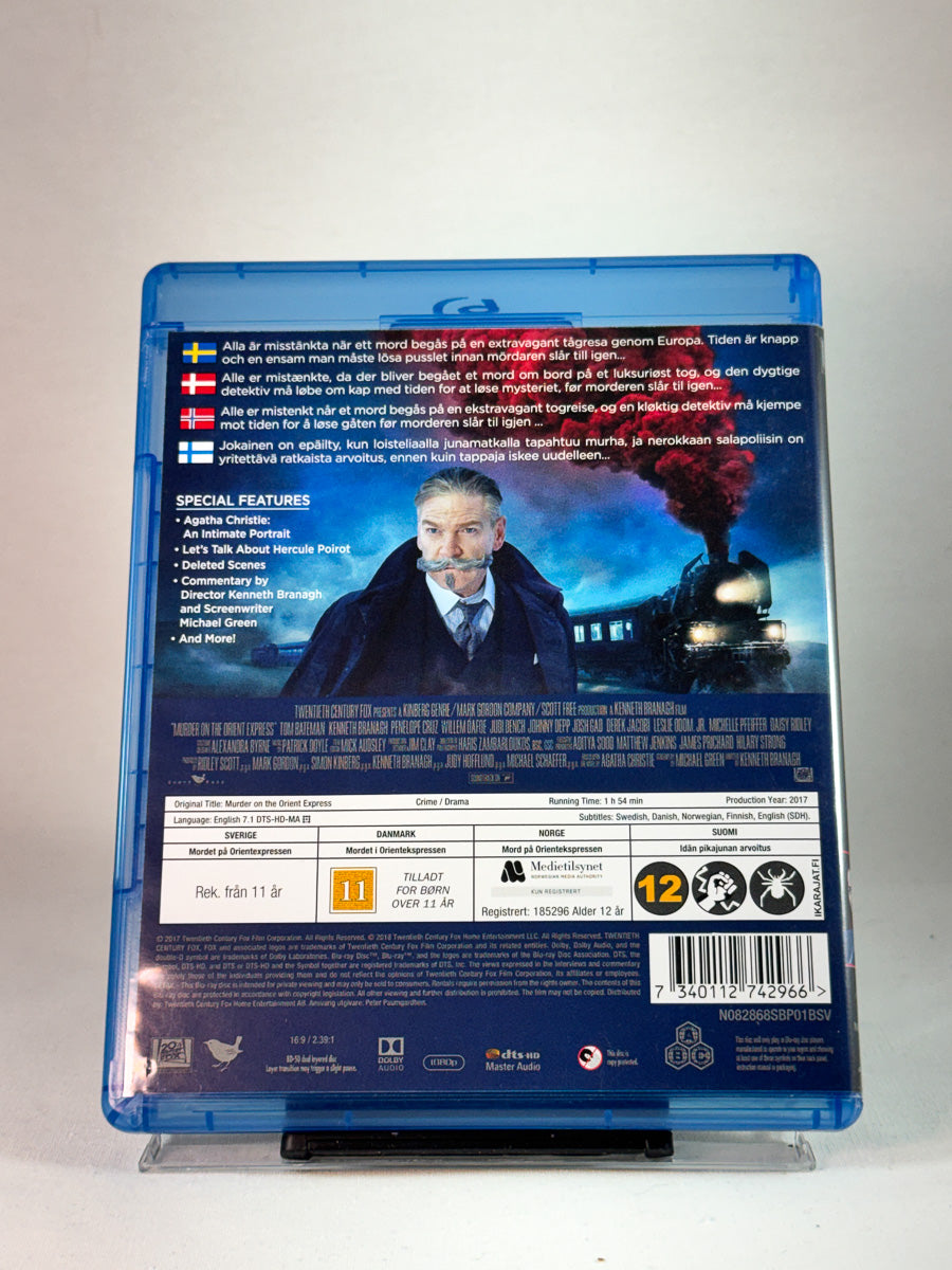 Bakside av cover til Murder on the Orient Express, bruktfilm hos nettbutikken Brukbar Film