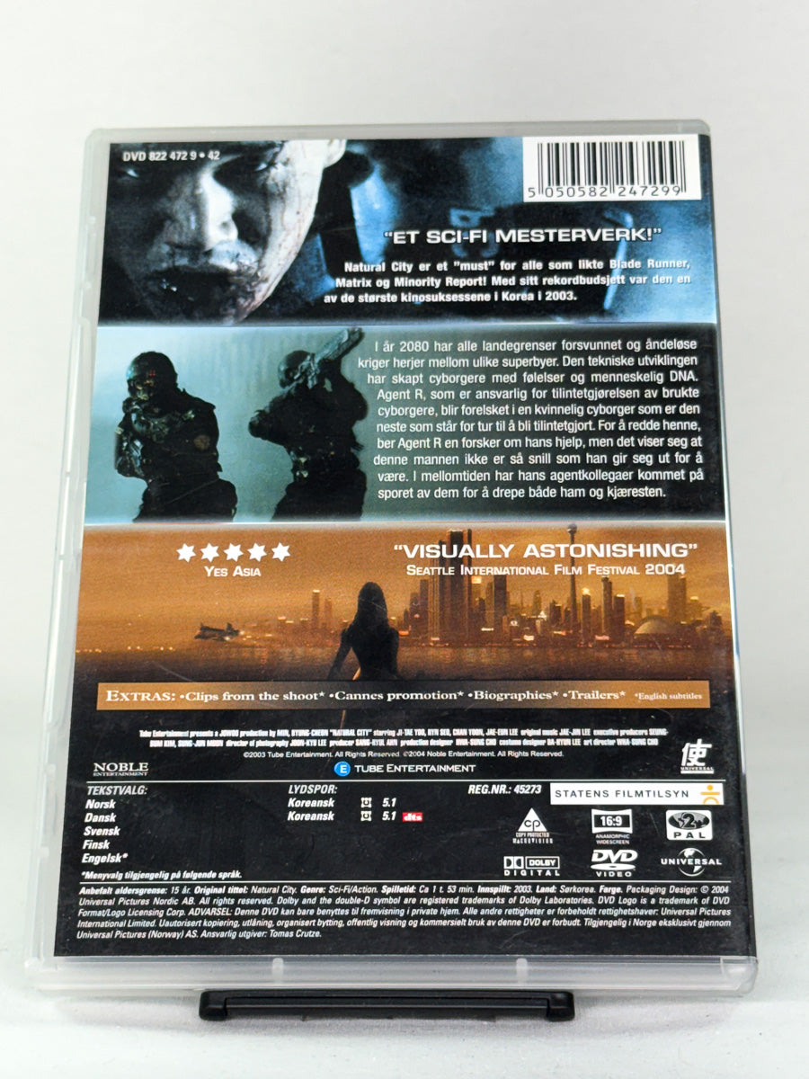 Bakside av DVD-cover til filmen Natural City, bruktfilm hos nettbutikken Brukbar Film