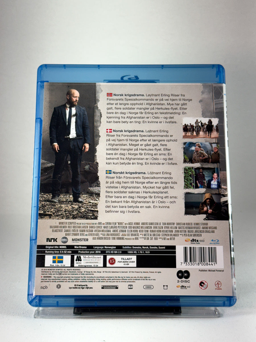 Bakside av Blu-ray-cover til Nobel, bruktfilm hos nettbutikken Brukbar Film
