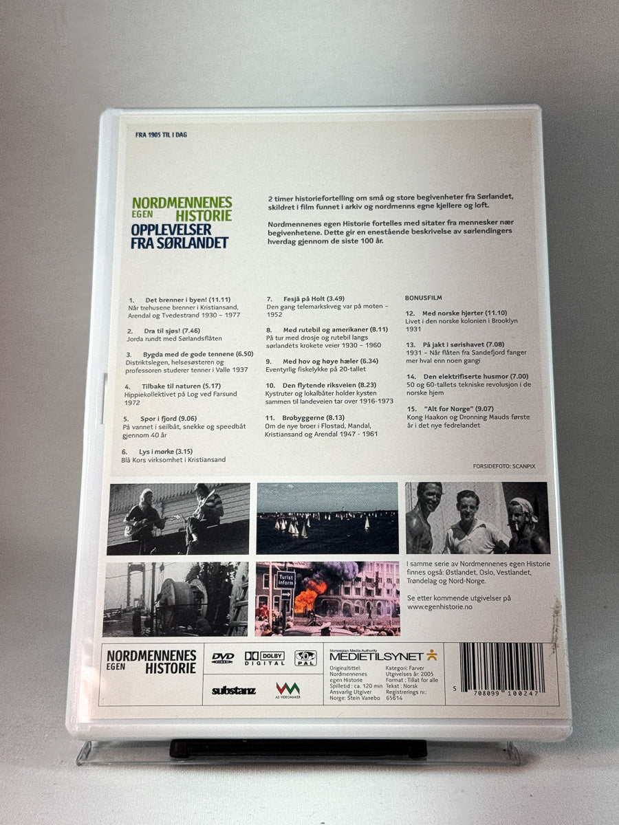Bakside av cover til Nordmennenes egen historie: Opplevelser fra Sørlandet, brukt DVD hos Brukbar Film