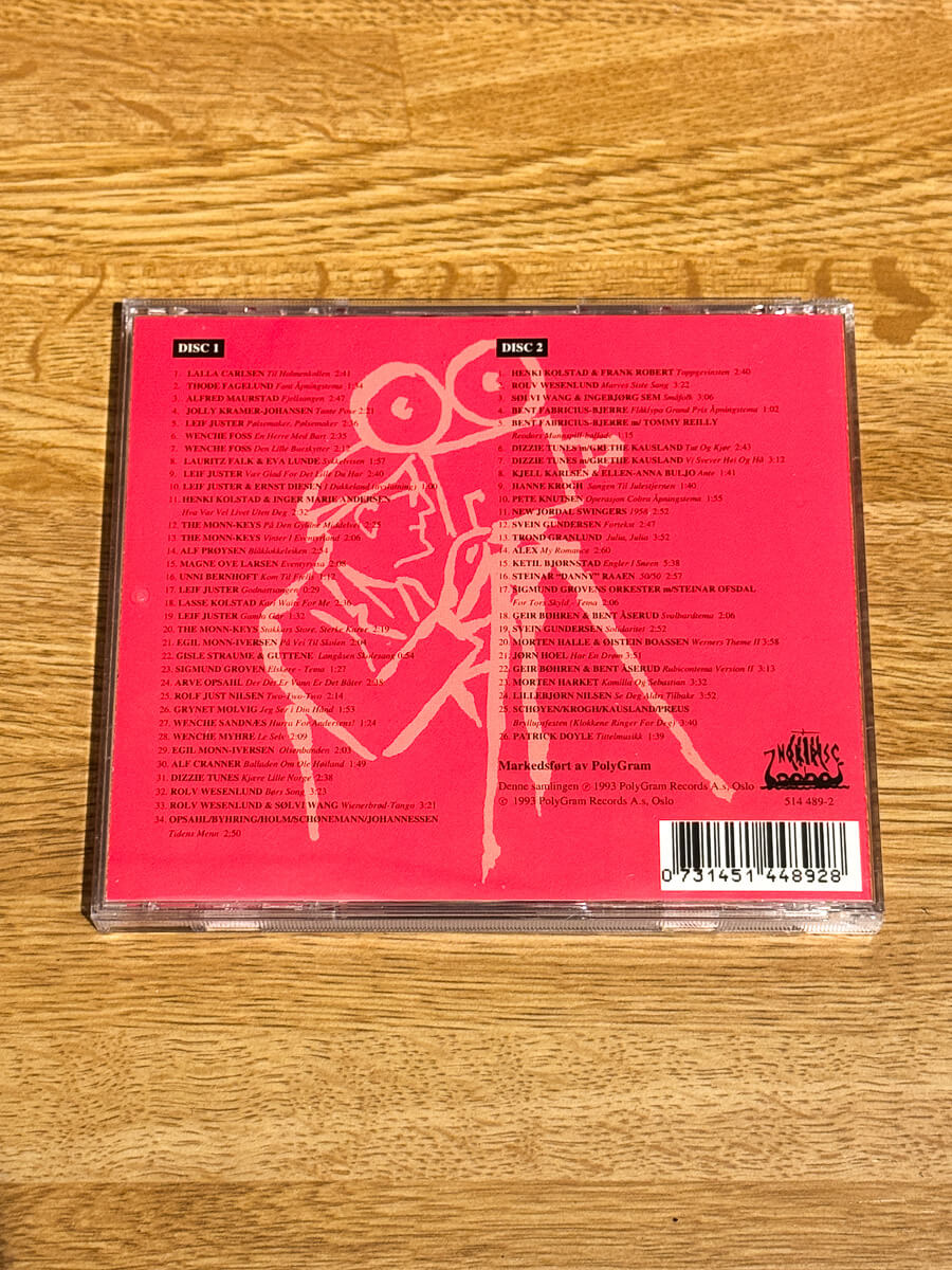 Bakside av cover til Norske filmklassikere på CD