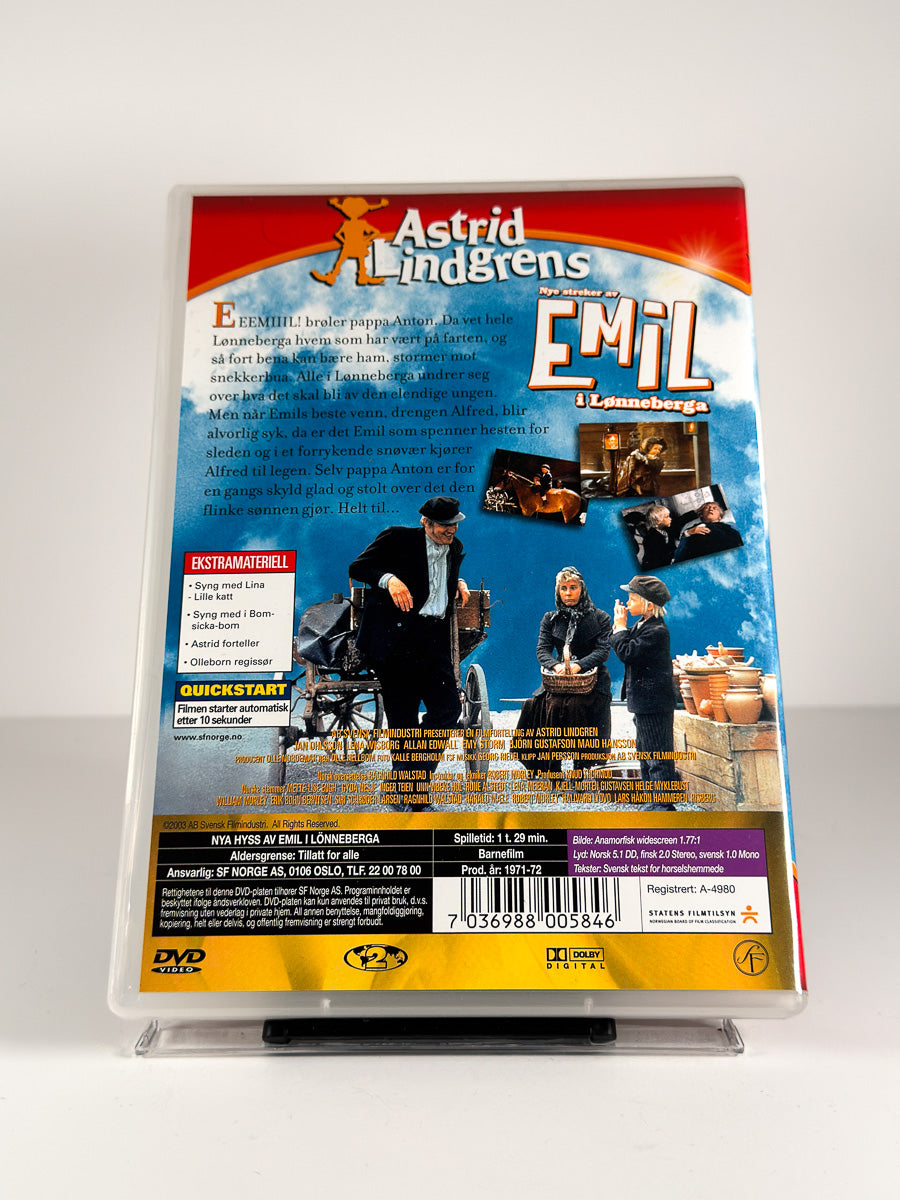 Bakside av cover til Nye streker av Emil i Lønneberga på DVD
