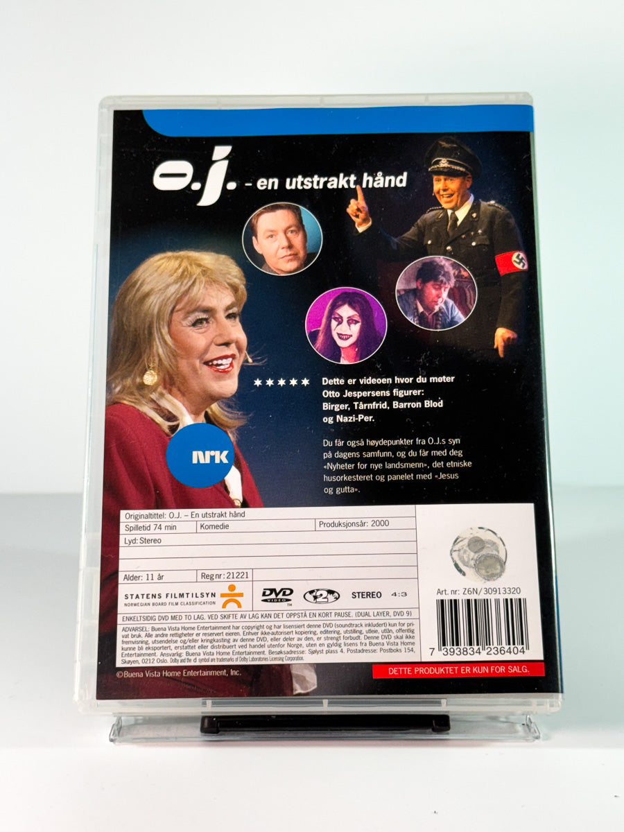Bakside av cover til O.J. – en utstrakt hånd, brukt original DVD hos Brukbar Film