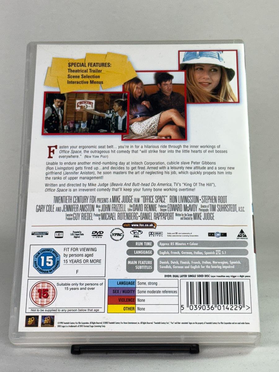 DVD-cover-bakside til filmen Office Space – Brukt DVD fra nettbutikken Brukbar Film