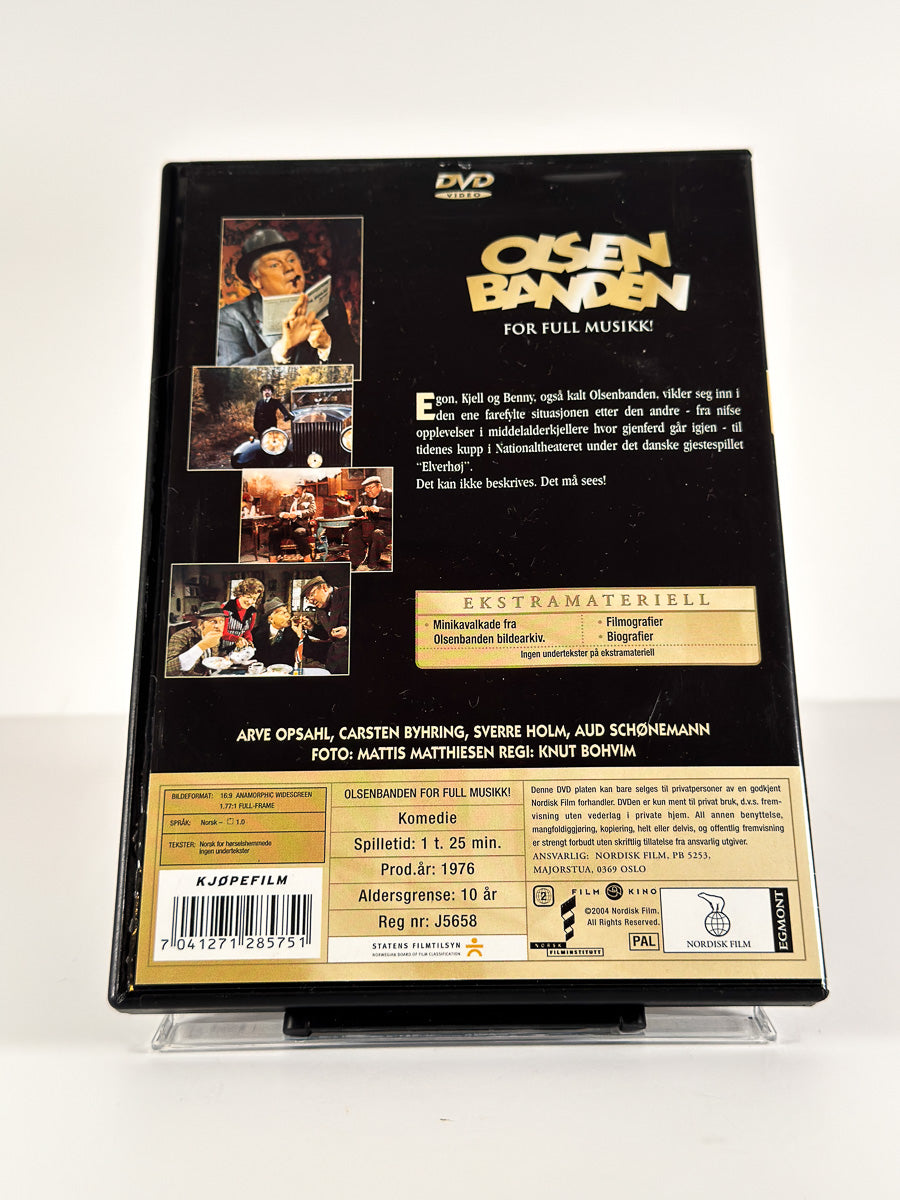 Bakside av cover til Olsenbanden for full musikk! på DVD