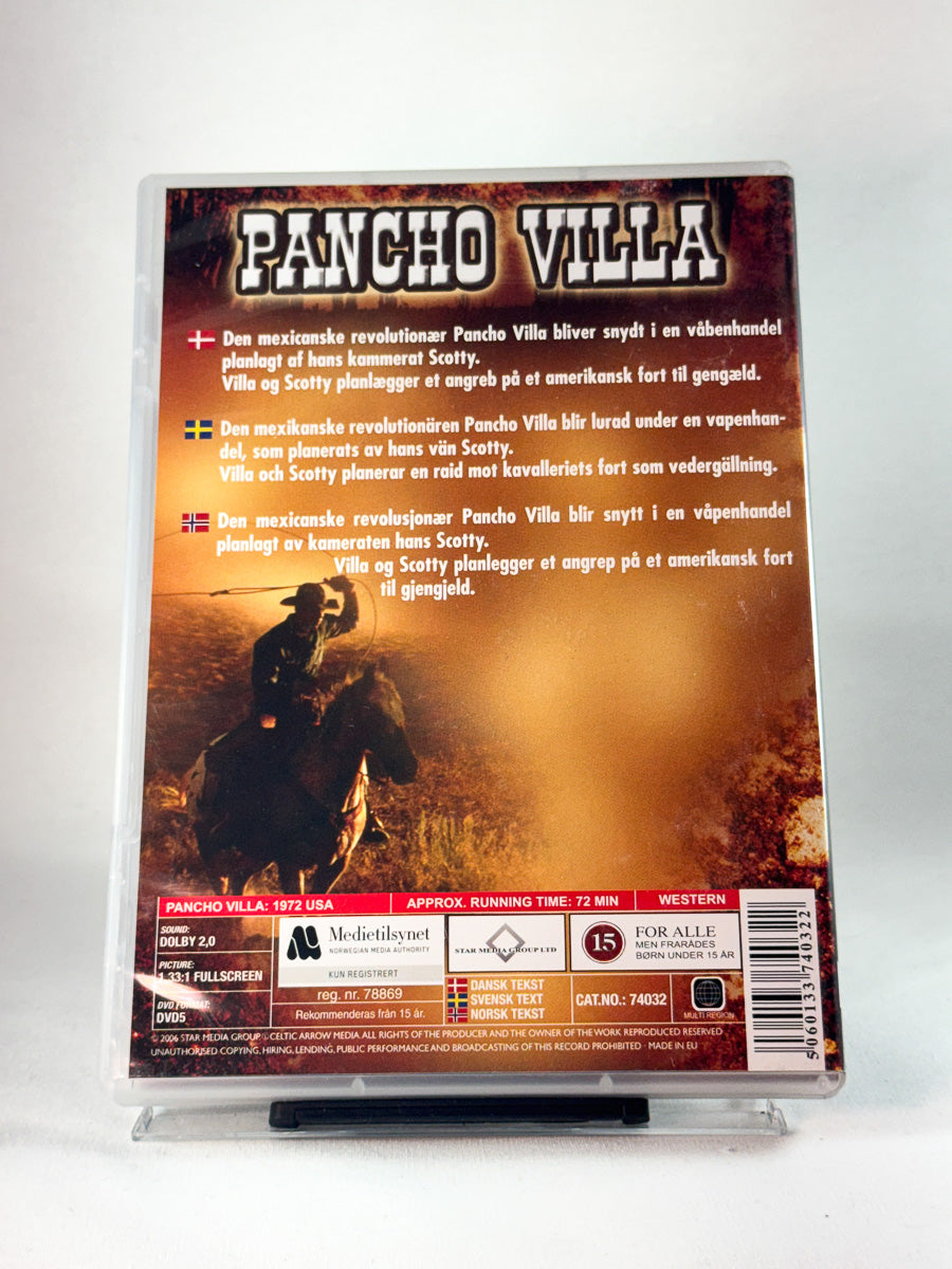 Bakside av cover til Pancho Villa, brukt DVD hos Brukbar Film