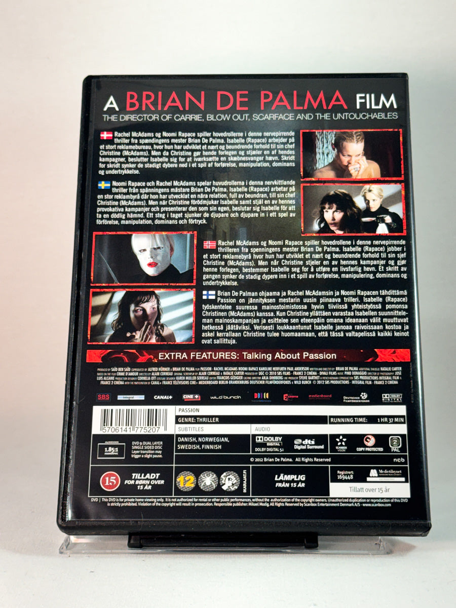 Bakside av cover til Passion, brukt original DVD hos Brukbar Film