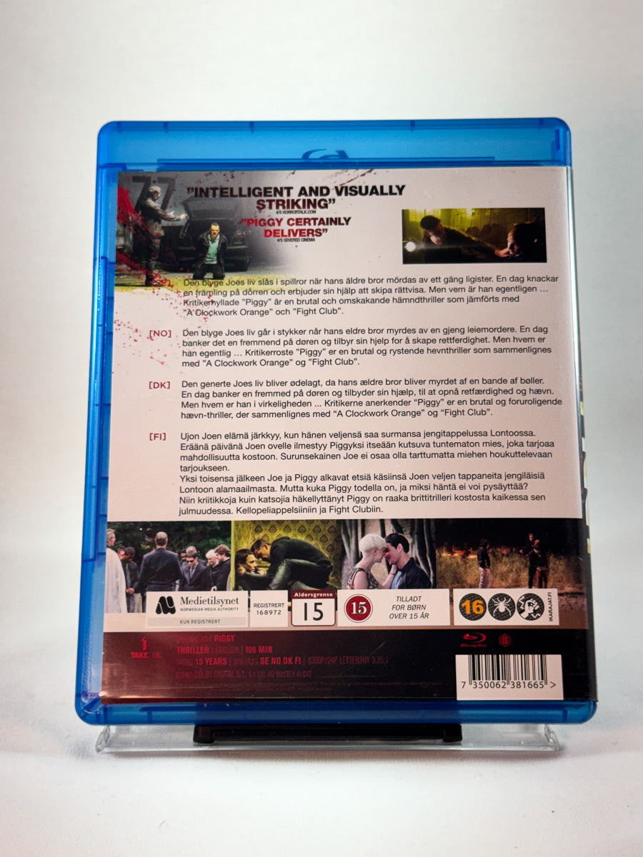 Bakside av Blu-ray-cover til Piggy, bruktfilm hos nettbutikken Brukbar Film
