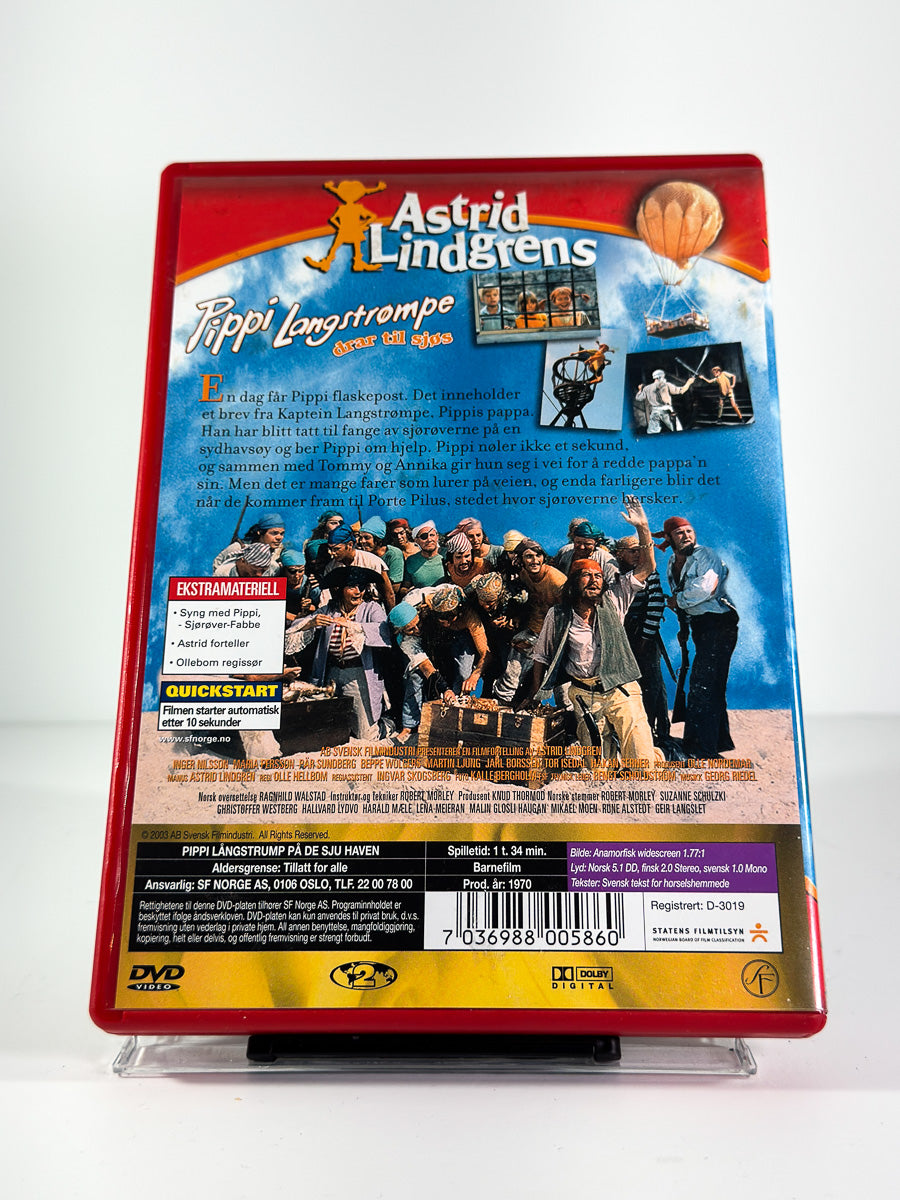 Bakside av cover til Pippi Langstrømpe drar til sjøs på DVD