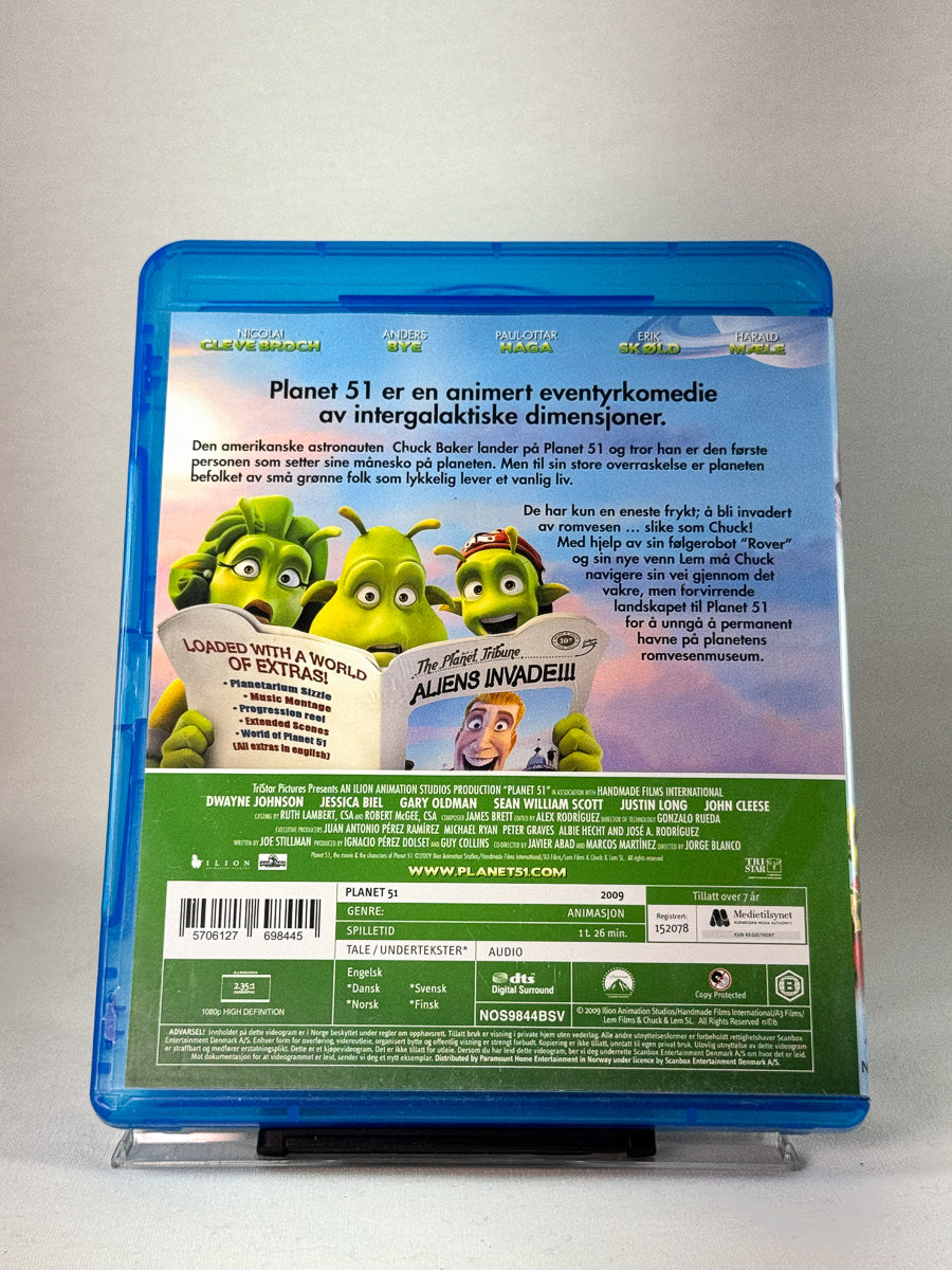 Bakside av Blu-ray-cover til Planet 51, brukt Blu-ray hos Brukbar Film