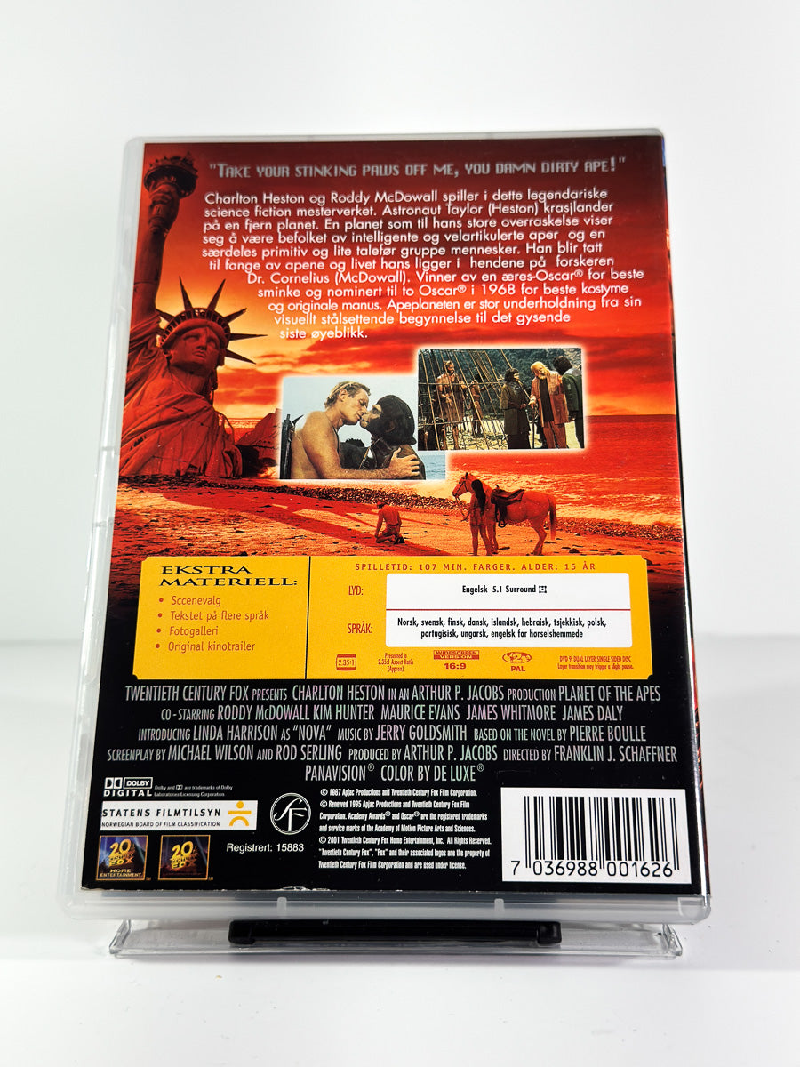 Bakside av cover til Planet of the Apes – Apeplaneten på DVD